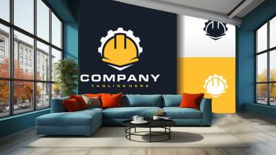 construction helmet gear logo Wall mural