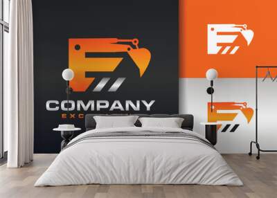 excavator letter E logo Wall mural