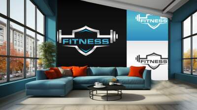 fitness shield barbell logo Wall mural