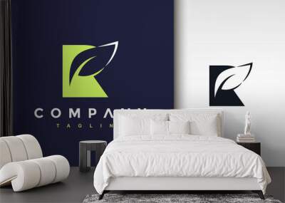 initial letter R leaf logo Wall mural