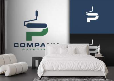 initials P paint roller logo Wall mural