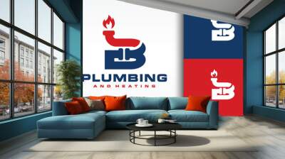 letter B plumbing and heating logo Wall mural