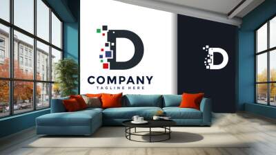 Letter D pixels tech logo Wall mural