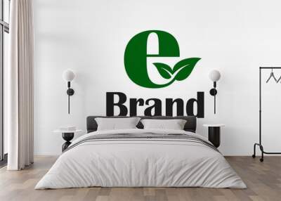 letter e leaf logo Wall mural