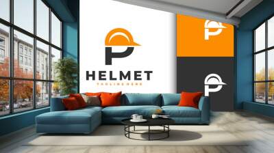 letter P helmet construction logo Wall mural