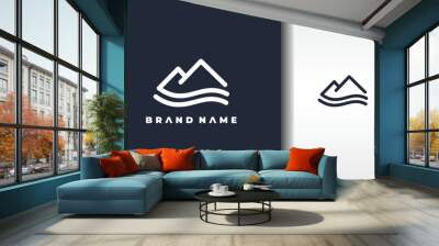 mountain and river line logo Wall mural