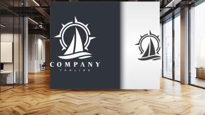 sailboat and compass logo Wall mural