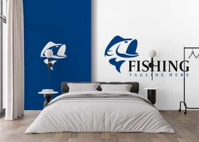 simple fishing logo Wall mural