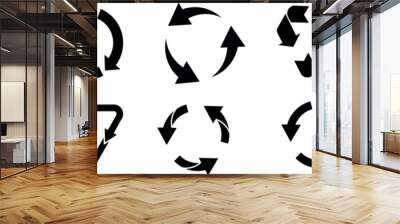 Biodegradable, compostable, recyclable icon set. Set of arrow recycle. Mega set of recycle icon. Green recycling and rotation arrow icon pack. Vector illustration Wall mural