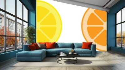 Citrus slice set. Lemon slice. Orange slice. Lime slice. Vector illustration Wall mural