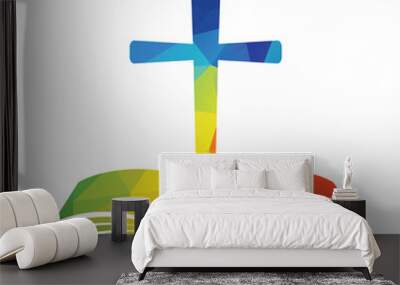 Bible Cross Logo concept design. Christine Church cross logo. Wall mural