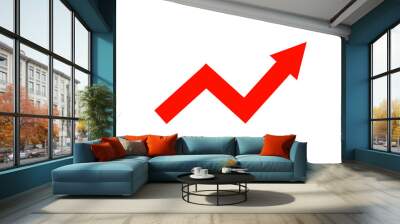 Growing business red arrow on white background. Business concept, growing chart. Concept of sales symbol icon with arrow moving up. Economic Arrow With Growing Trend. Transparent background.  Wall mural