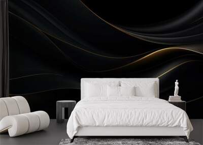 Abstract illustration of luxurious black lines on a gradient background with golden accents Wall mural