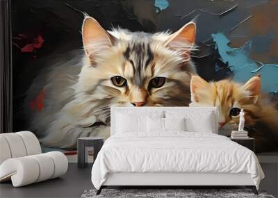 cat and mouse on the table Wall mural