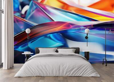 Colorful glass 3d object on black background, abstract wallpaper design Wall mural