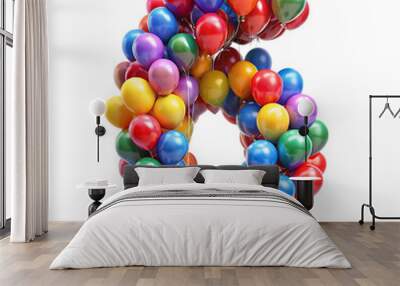 Fantastic colorful bright and vibrant birthday foil balloon in shape on number 6 Wall mural