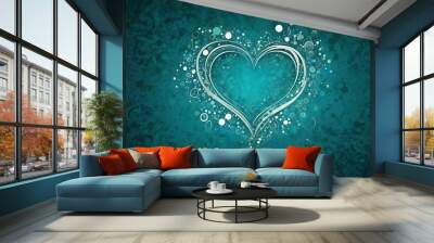 Granater AI  A heart-shaped design on a blue background, symbolizing love and affection. Wall mural