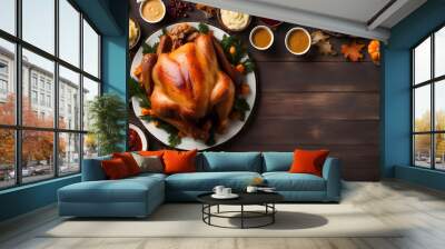 Traditional Thanksgiving turkey dinner. Wall mural