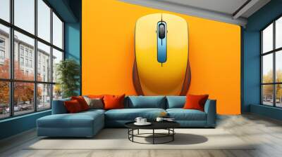 3d render of wireless computer mouse on yellow background for your mockup design. Generative Ai Wall mural