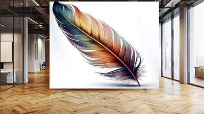 bird feather of different color on blank background. Generative Ai Wall mural