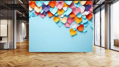 Colorful Paper hearts Wall mural