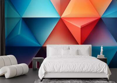 Extraordinary Glossy triangles geometric elements decorated abstract background. Wall mural