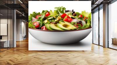 Front view fresh vegetable salad with eggs on white background. Generative Ai Wall mural