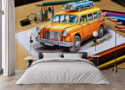 Generous Kids with cars background Wall mural