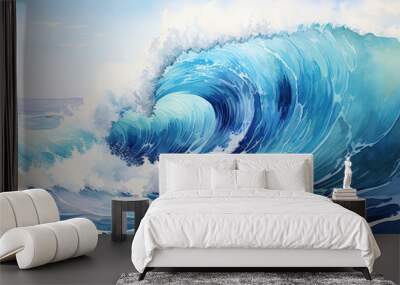 Luxurious abstract watercolor big wave for textures fresh cheerful and relaxing summer concept Wall mural