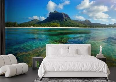 Most Beautiful place in Le Morne Brabant, Mauritius, Costa Rica. Generative Ai Wall mural