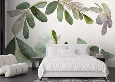 Set of separate parts and bring together to beautiful plant and leave in water colors. Generative Ai Wall mural