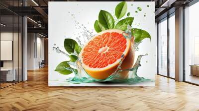 Splash water with freshnes fruits. Generative Ai Wall mural