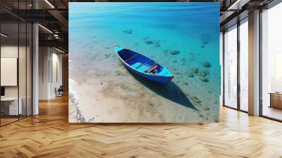 Unbelievable Above view man laying on surfboard Wall mural