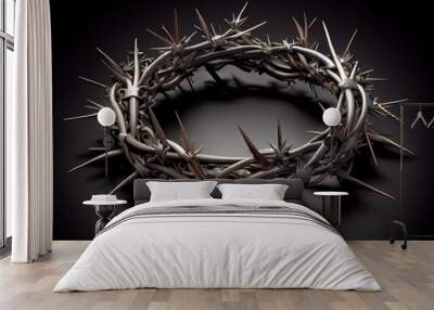 Wonderful Crown of thorns and nails symbols of the christian in easter, realistic. Generative Ai Wall mural