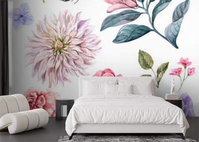 Flower illustration with watercolor techniques. Wall mural