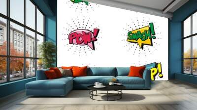 set of cute speech bubble with sunburst Wall mural