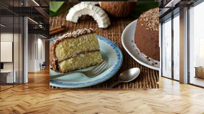 jamaican coconut cake and raw cocoa Wall mural