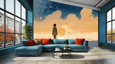 A sky with a sunrise, representing the promise of a new day. digital art illustration. generative AI. Wall mural