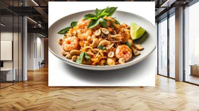 pad thai with juicy shrimp and crunchy peanuts. generative AI Wall mural