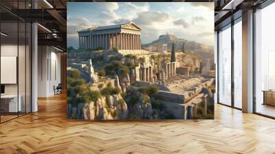 The exploration of an ancient Greek city. generative AI Wall mural