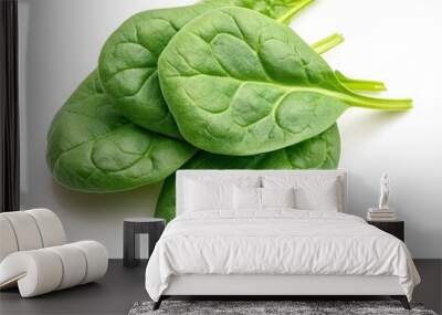 A bunch of green spinach leaves are piled on top of each other Wall mural