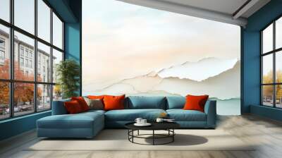 A painting of a mountain range with a large hole in the middle Wall mural