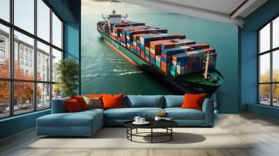 Cargo container ship carrying container Wall mural