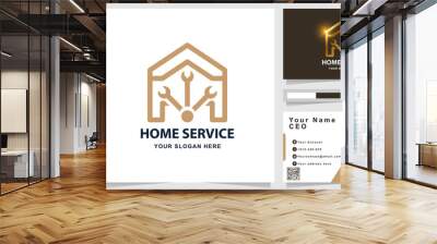 Home service or home repair logo template with business card design Wall mural