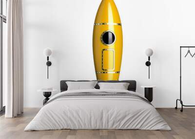 Rocket yellow antique style on white background,3D rendering. Wall mural