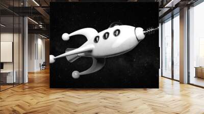 Vintage Spaceship black and white Wall mural