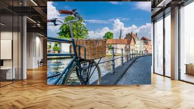 Bruges (Brugge) cityscape with bike Wall mural