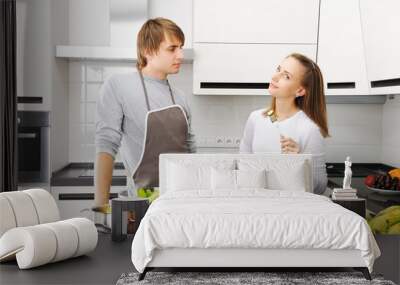 Couple cooking Wall mural