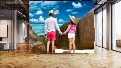 Couple on a beach at Seychelles Wall mural