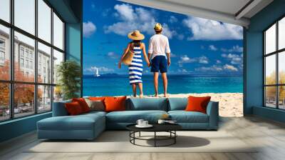 Couple on a beach at Seychelles Wall mural